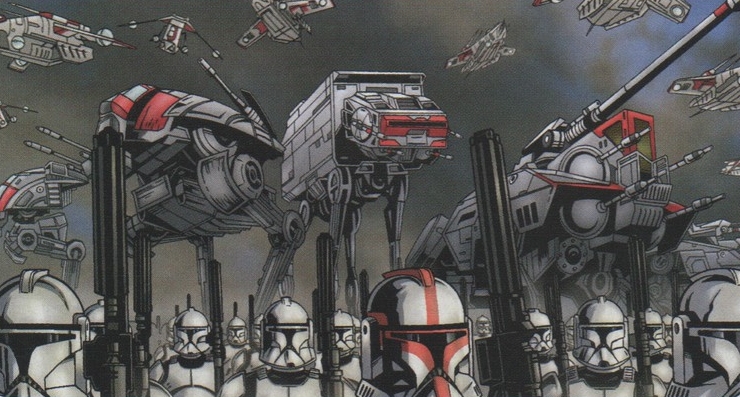 A Grand Army of the Republic corps on Handooine prior to being deployed on Jabiim.