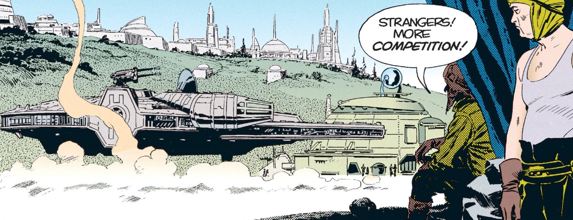 The Millennium Falcon arrives on Antipose.