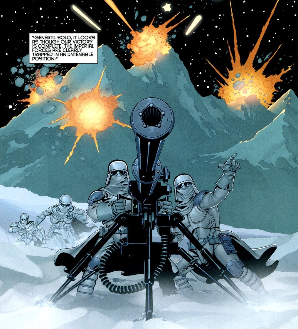 Snowtroopers battled New Republic forces at Pallaxides with the E-Web.