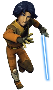 Ezra built his first lightsaber with parts donated by the Ghost crew.