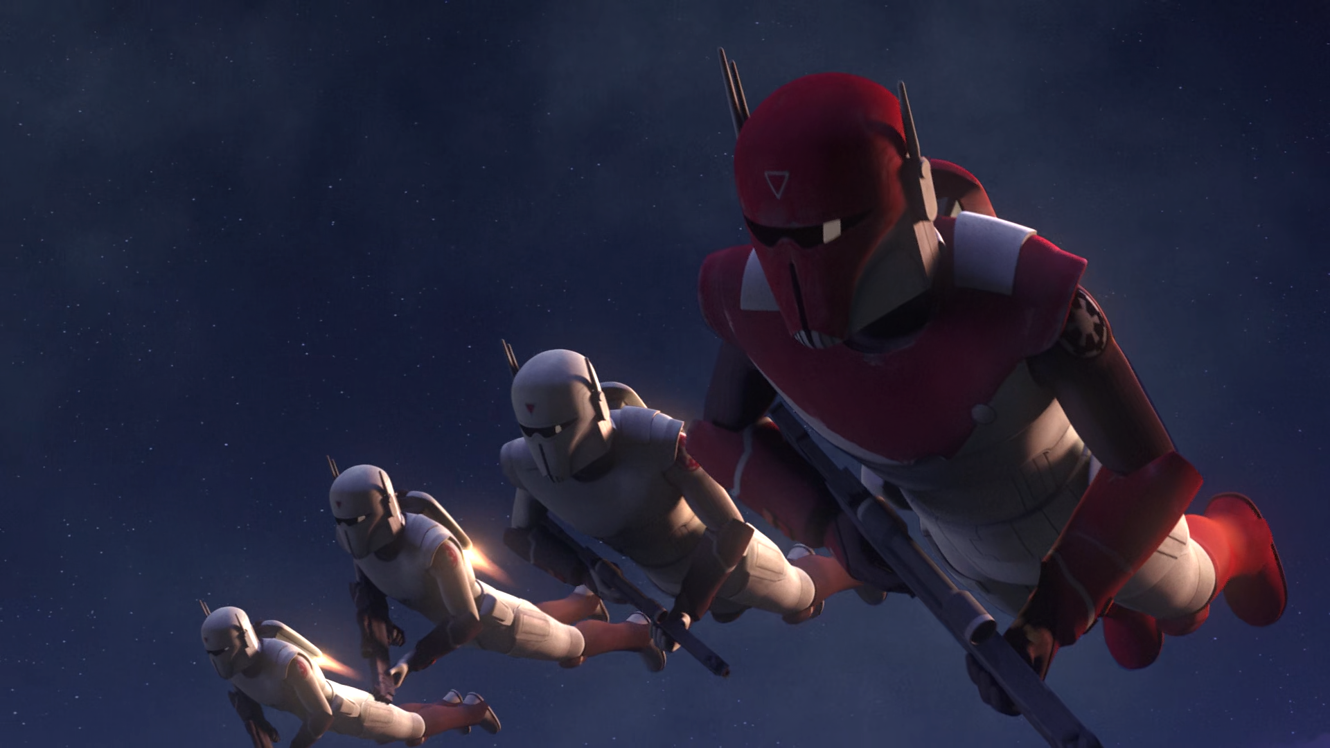 The Imperial Super Commandos of Clan Saxon under Gar Saxon, the Imperial governor of Mandalore.