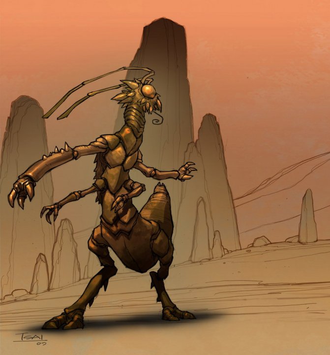 A Killik Sith warrior (a Killik pictured) lived in and was entombed in a city of the Sarafur species.