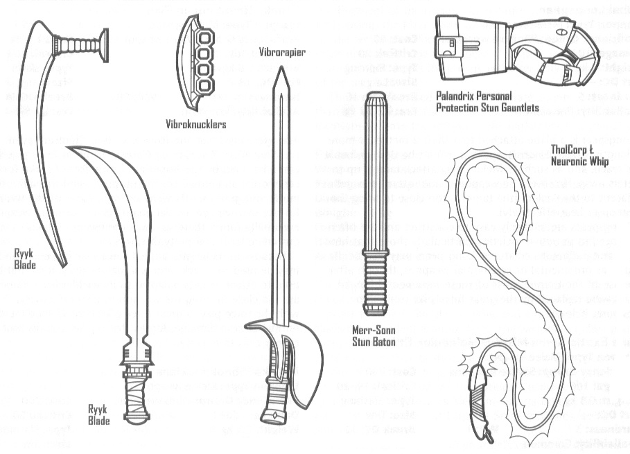 types of melee weapons