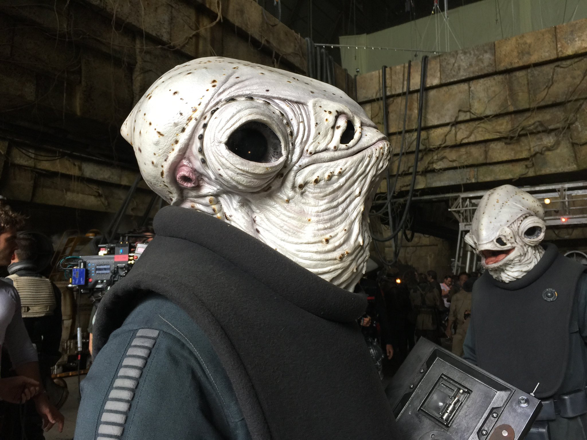 Shollan and Caitken on the set of Rogue One