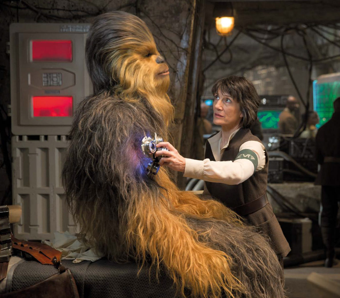 Doctor Harter Kalonia comforted Chewbacca while treating his wound.