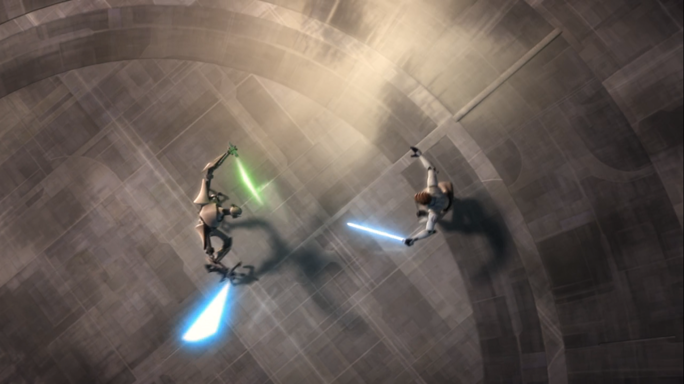 The fight between Grievous and Kenobi ended on one of the platforms in Tipoca City.