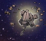 A Mandalorian Dreadnaught leading a fleet of troop ships to .