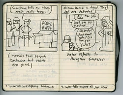 Brown started by doodling in his sketchbook before he decided on the final idea.[4]