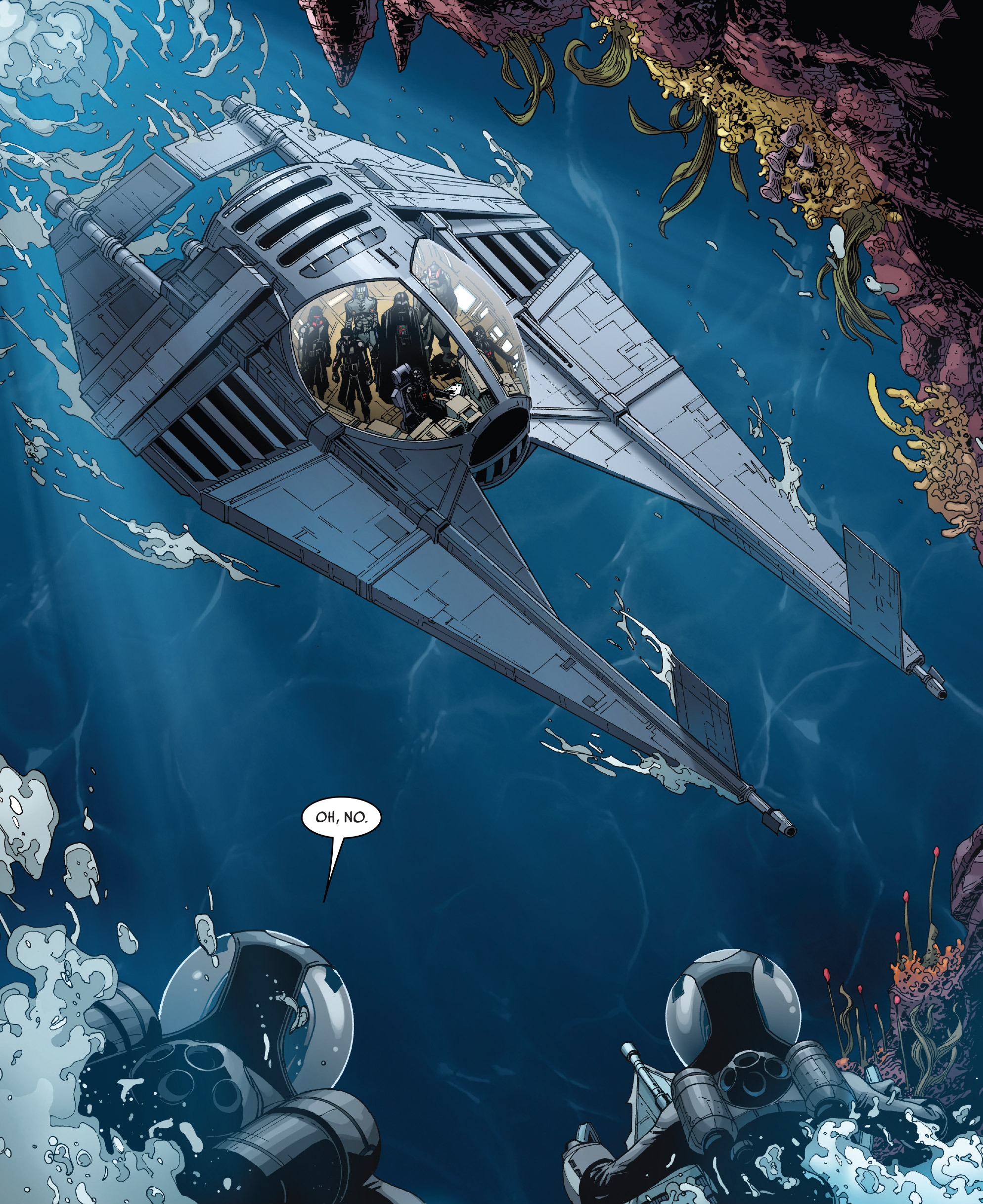 Darth Vader arrives in his submarine