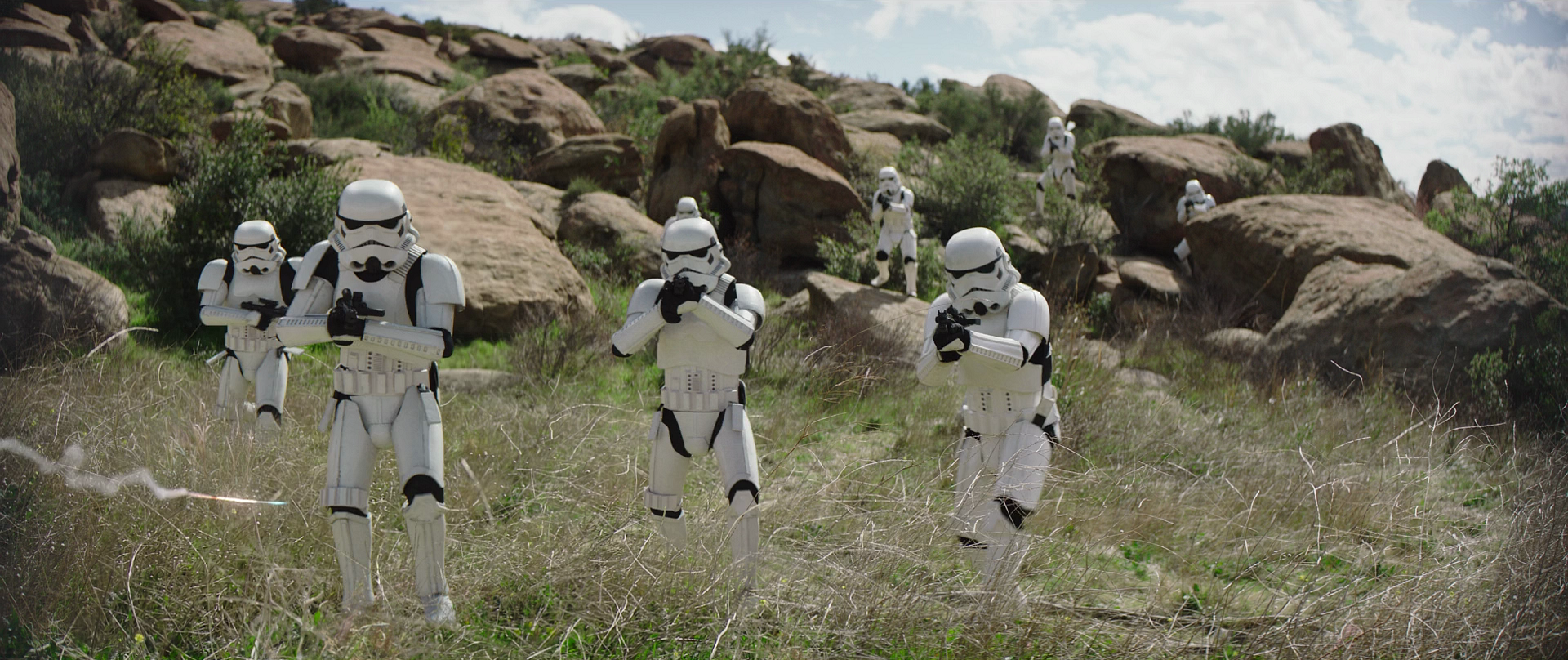 A squad of stormtrooper decend on Shand's position.