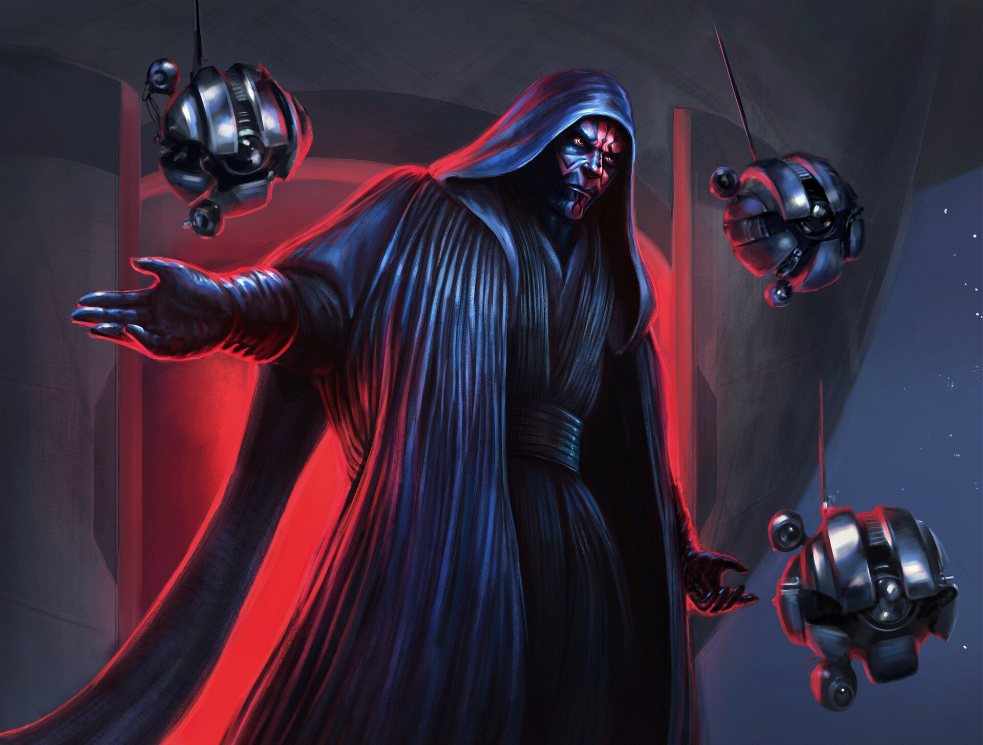 Maul dispatches his Sith probe droids to locate Queen Amidala.