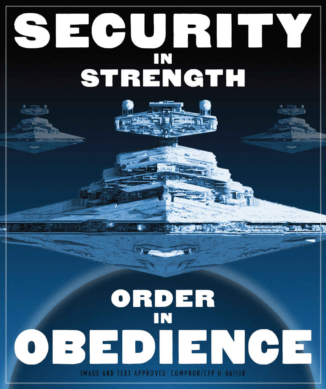 Strength & Obedience poster glorifying the Empire's military prowess.