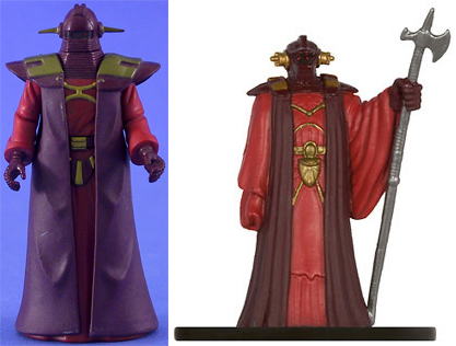 Kenner's action figure (left) and Wizards of the Coast's miniature (right)