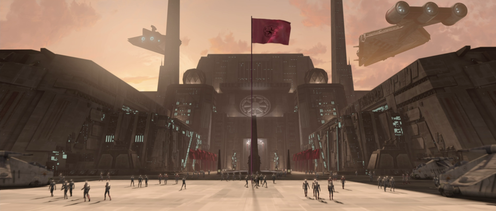 Coruscant, the capital of the Galactic Republic, served as the headquarters of the Republic Military.