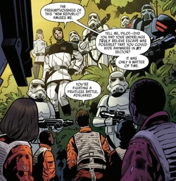 Adelhard arrived to inspect the captured New Republic pilots on Darlyn Boda