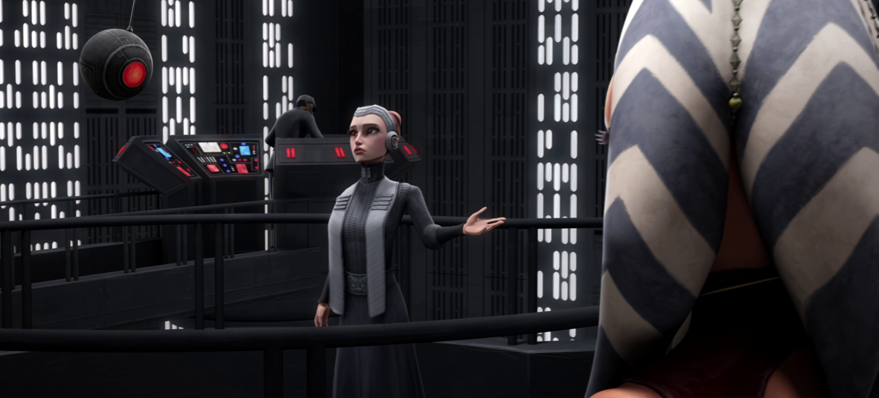 Amidala represents Ahsoka Tano in her trial.