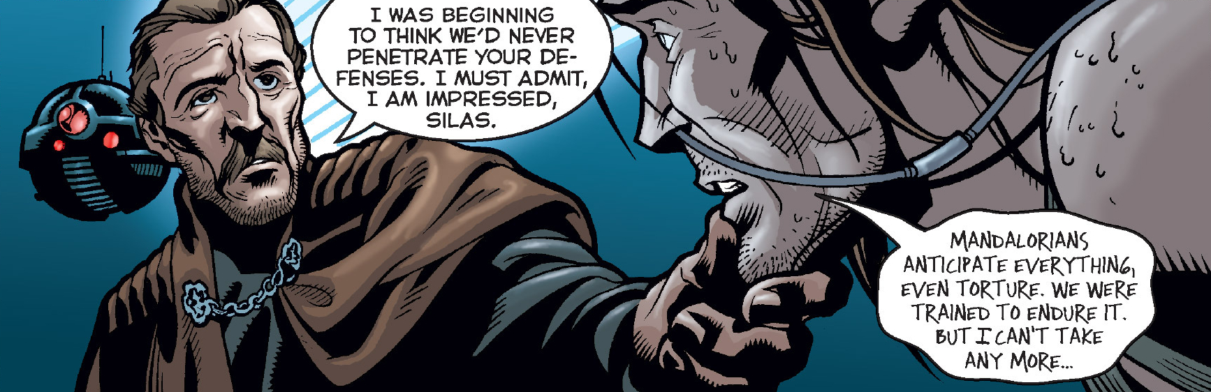 Tyranus interrogates Silas.