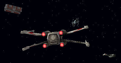 Keyan Farlander's T-65 X-wing starfighter pursues a TIE/Advanced starfighter near a Leafar convoy.