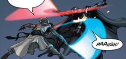 Starkiller confronts Vader.