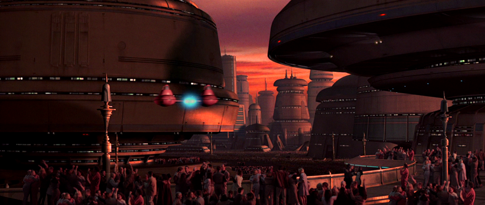 The citizens of Cloud City celebrated in the wake of the Battle of Endor.