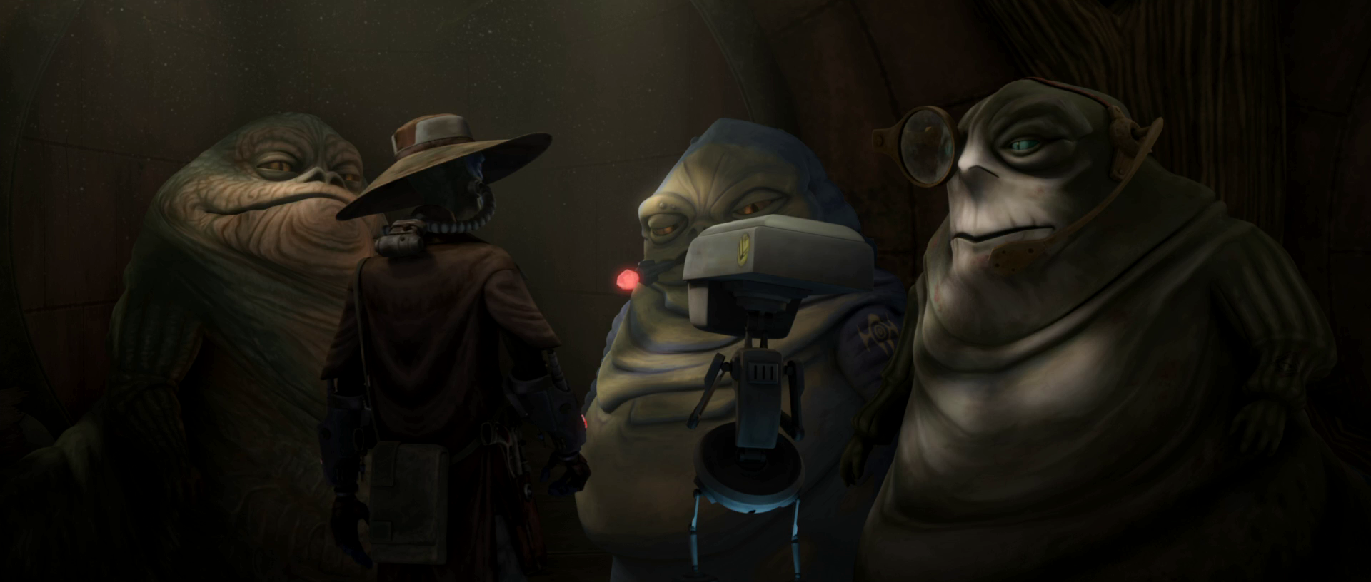 Arok, with Gardulla, and Gorga speaking to Cad Bane.