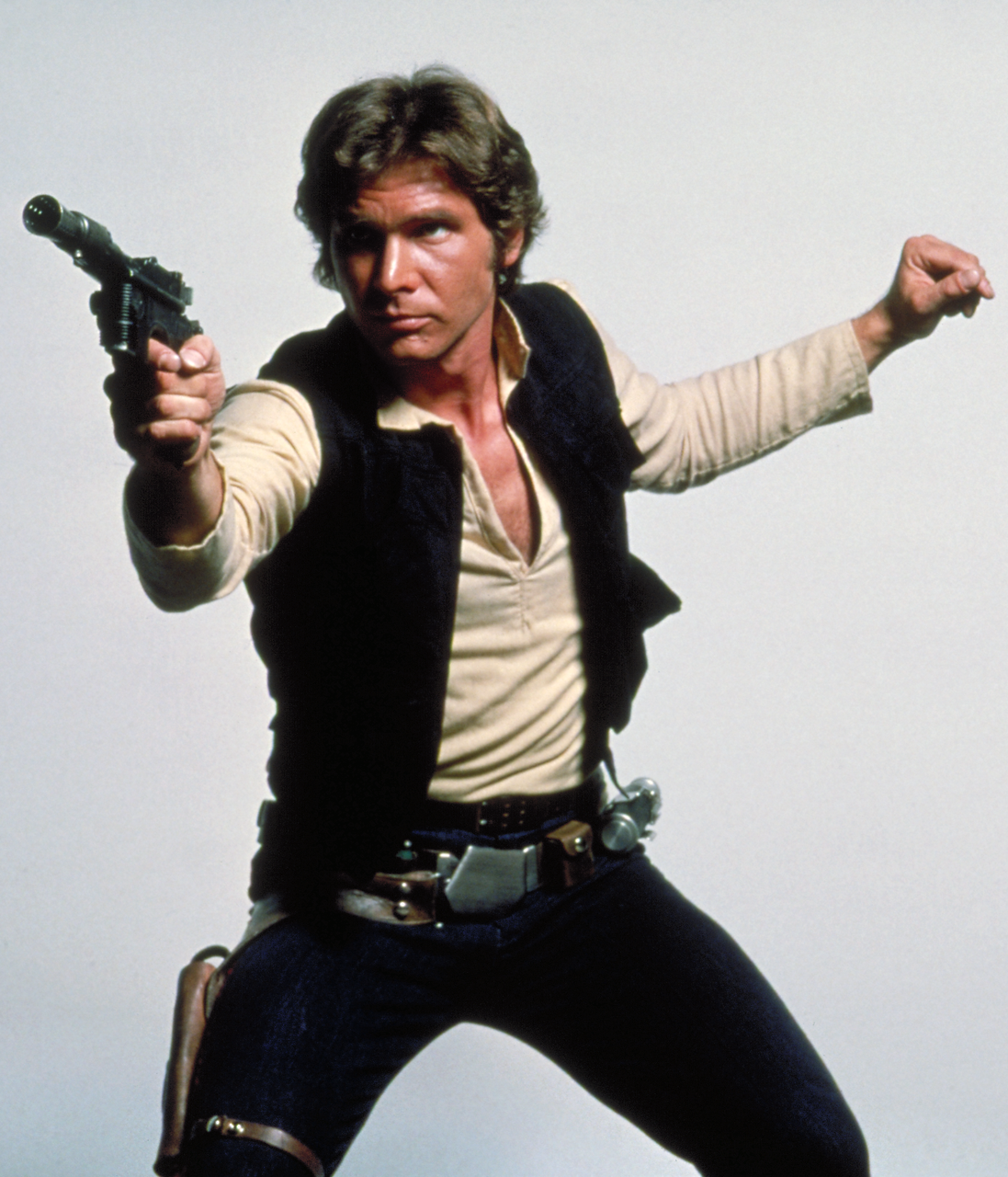 Harrison Ford first appeared as Han Solo in 1977.