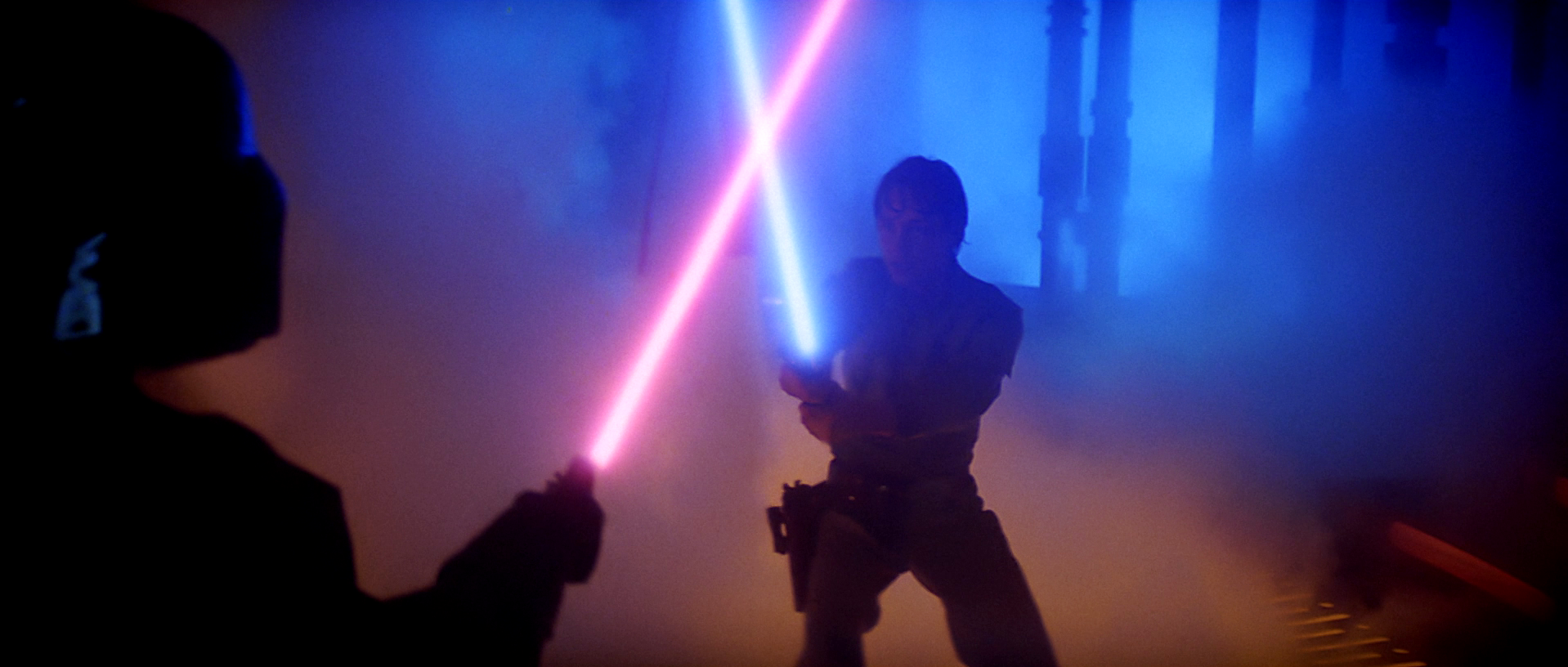 Vader utilizing his personalized style against Luke Skywalker