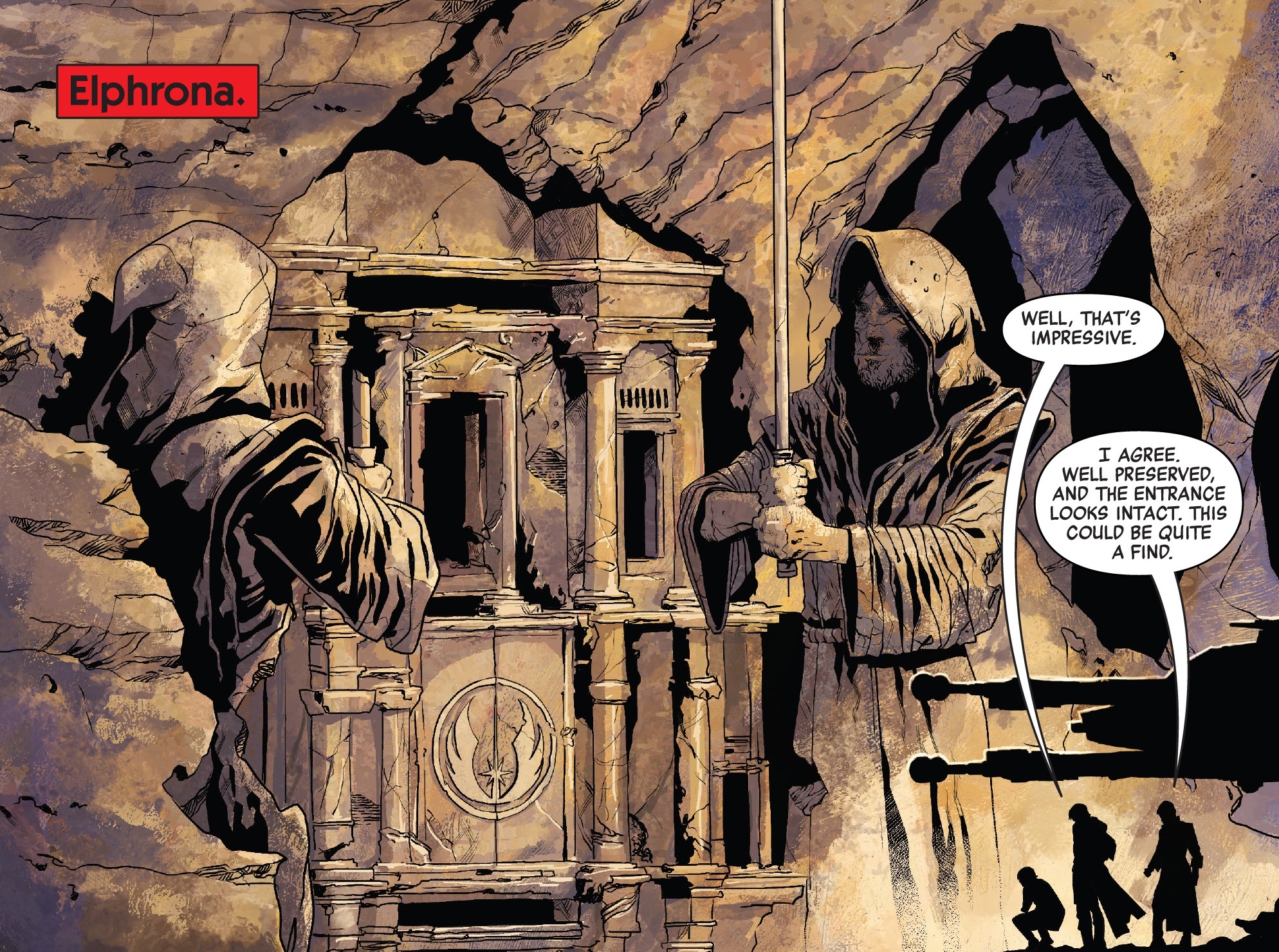 With Lor San Tekka's help, Solo and Skywalker discovered an ancient outpost of the Jedi Order on distant Elphrona.