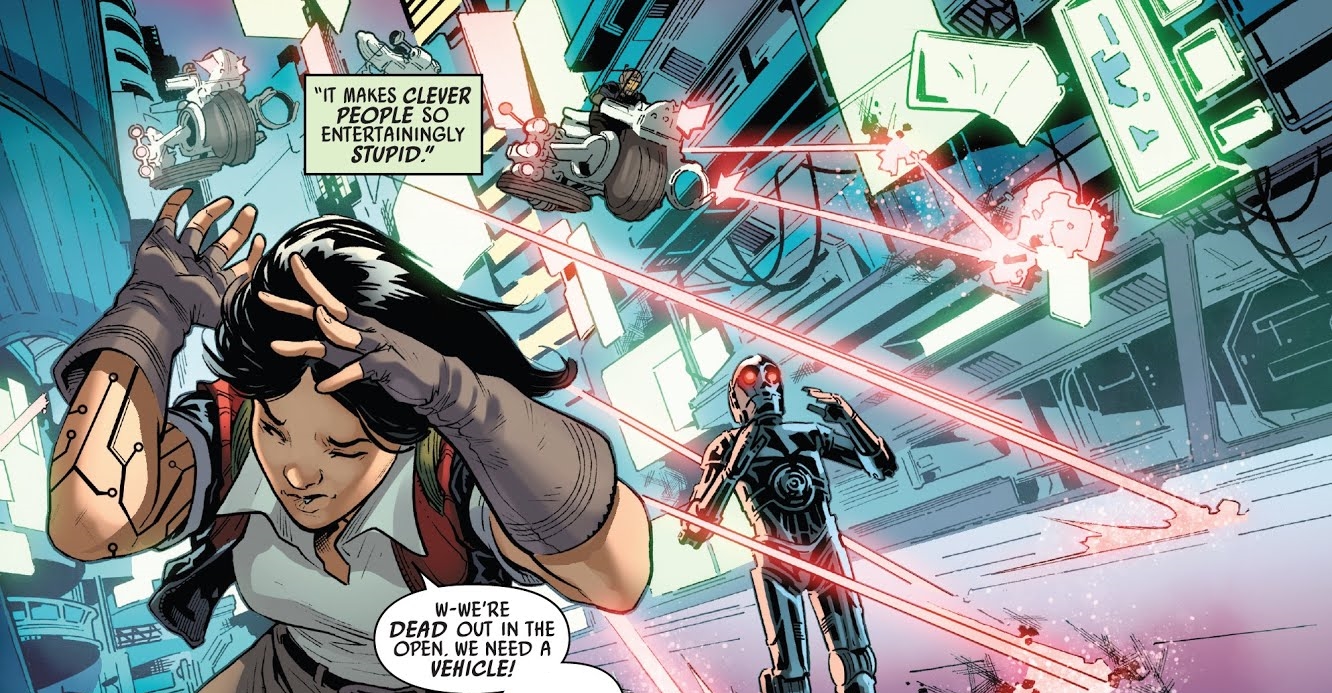 The Milvayne Authority pursue Aphra and Triple-Zero