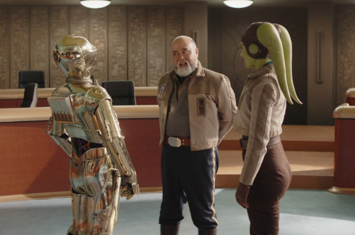 C-3PO, Carson Teva, and Hera Syndulla after court was dismissed.