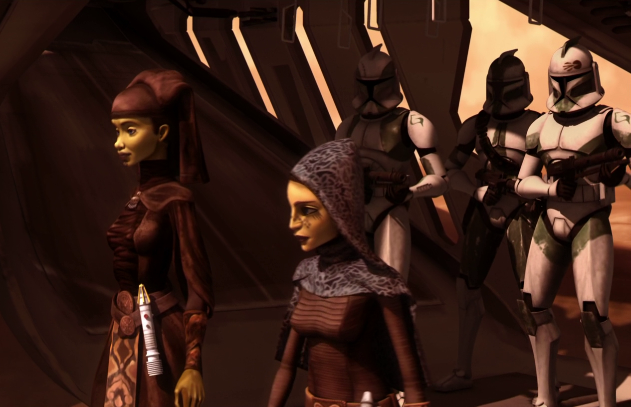 Draa exits Dooku Boot along with his Jedi commanders and fellow troopers.