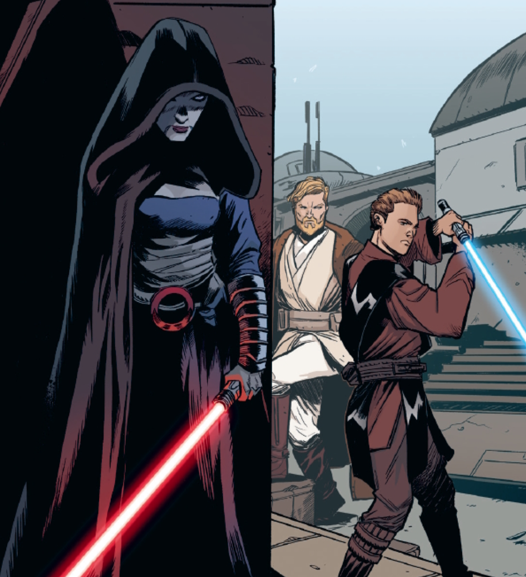 Quarnom worked with Kenobi and Skywalker (both pictured, right) as she faced Nor, who had been tempted to terrorism by Ventress (left).