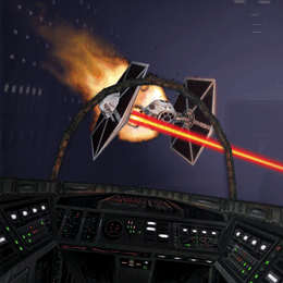 A TIE BigGun is blasted by a Bandit Squadron Z-95 Headhunter.