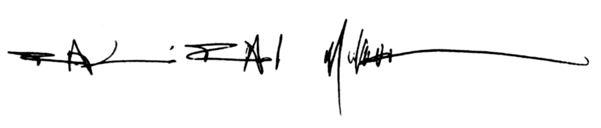 Ral'Rai Muvunc's signature as written on a letter of marque and reprisal