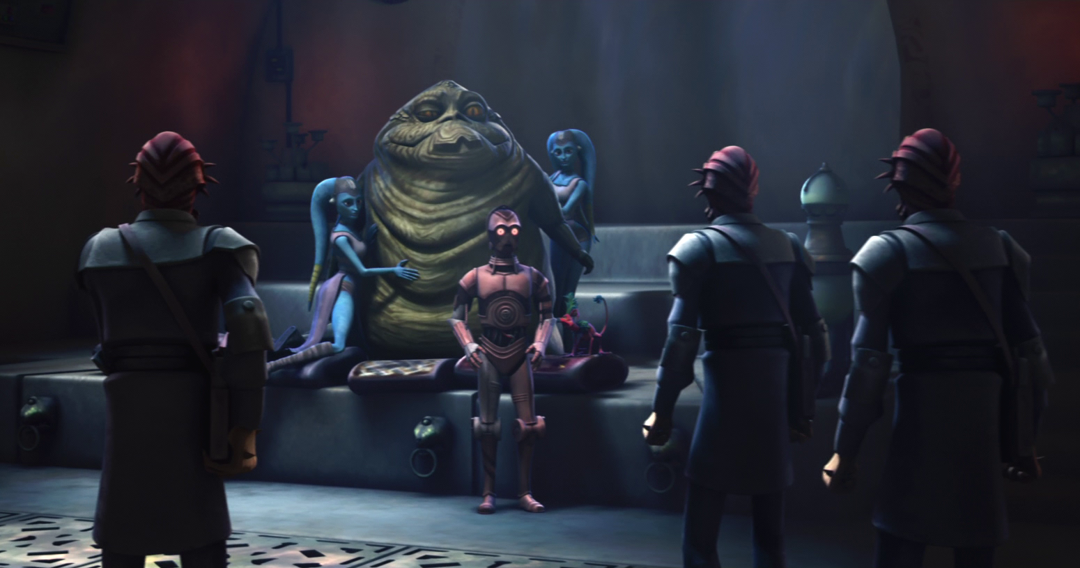 Jabba learns that his son has been kidnapped.