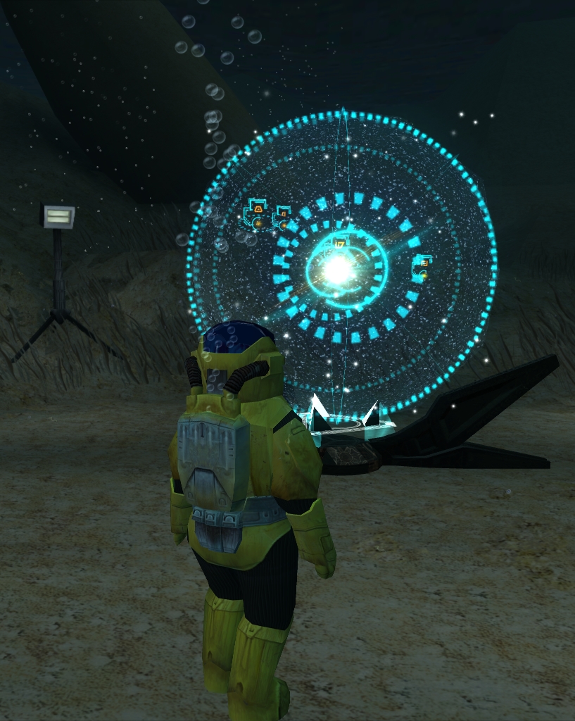 Revan locating a Star Map on the ocean bed of Manaan.