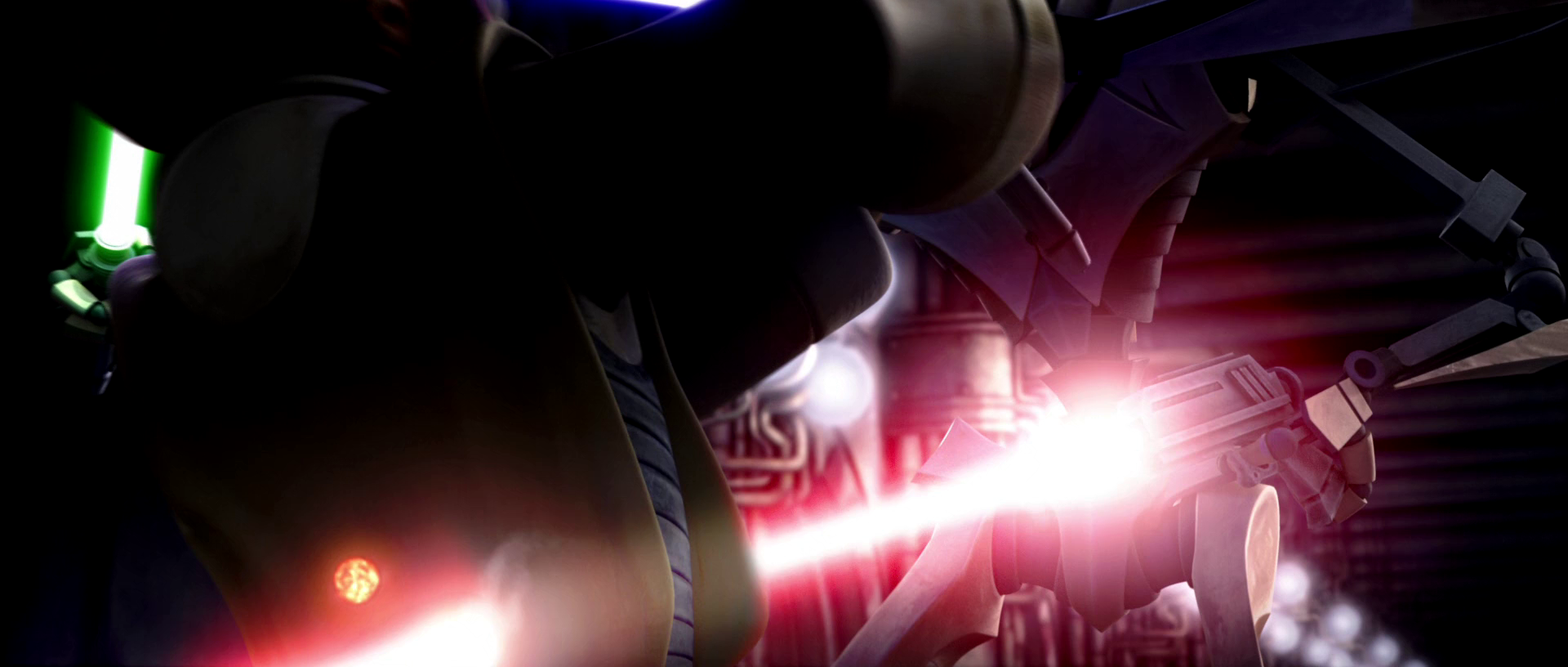 Nahdar Vebb being shot to death by General Grievous.