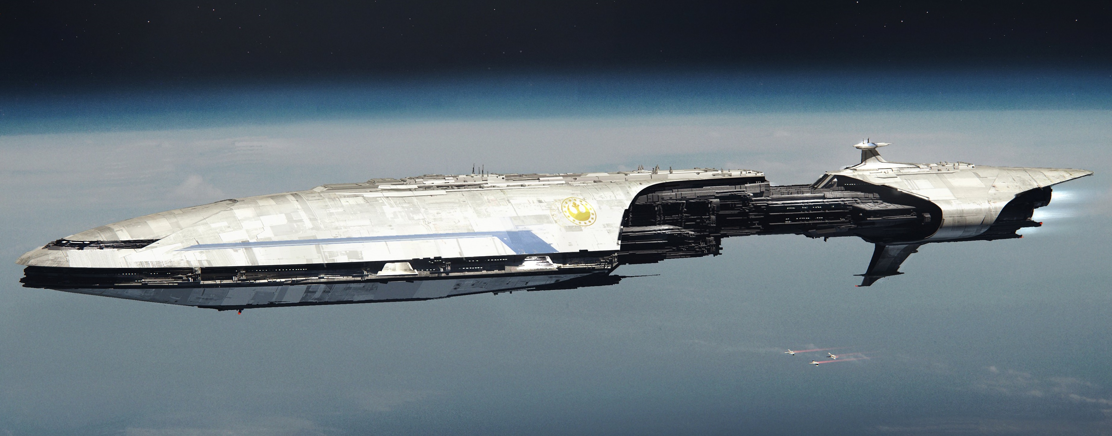 Concept art for the New Republic cruiser designed by Benjamin Last.