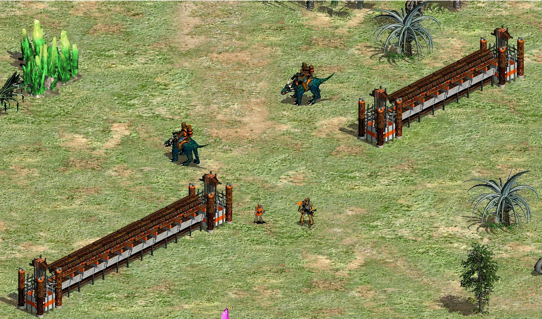 The outer walls of the base with their builder, Shoran (bottom right)