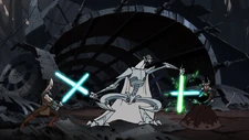 Grievous engaged Ki-Adi Mundi and Shaak Ti.