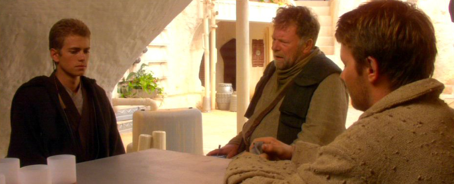 Cliegg tells Anakin Skywalker the story of his failed attempt to rescue Shmi.