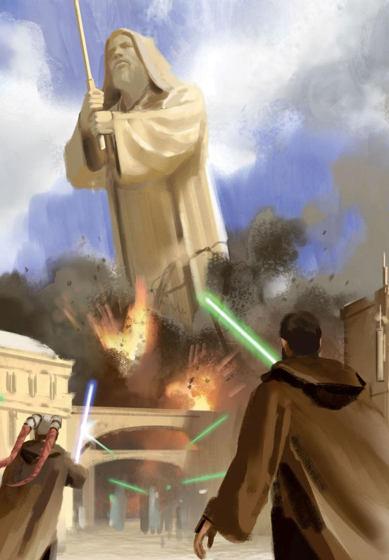 The Republic rushed to Jedha to shut down the battle spurred on by the Path of the Open Hand (violence on Jedha, pictured).