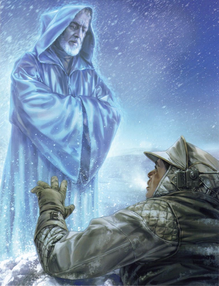 Kenobi's Force ghost appearing to Luke on Hoth