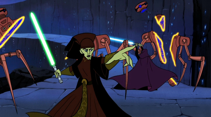 Jedi defending the Temple from Confederacy intruders during the Clone Wars.