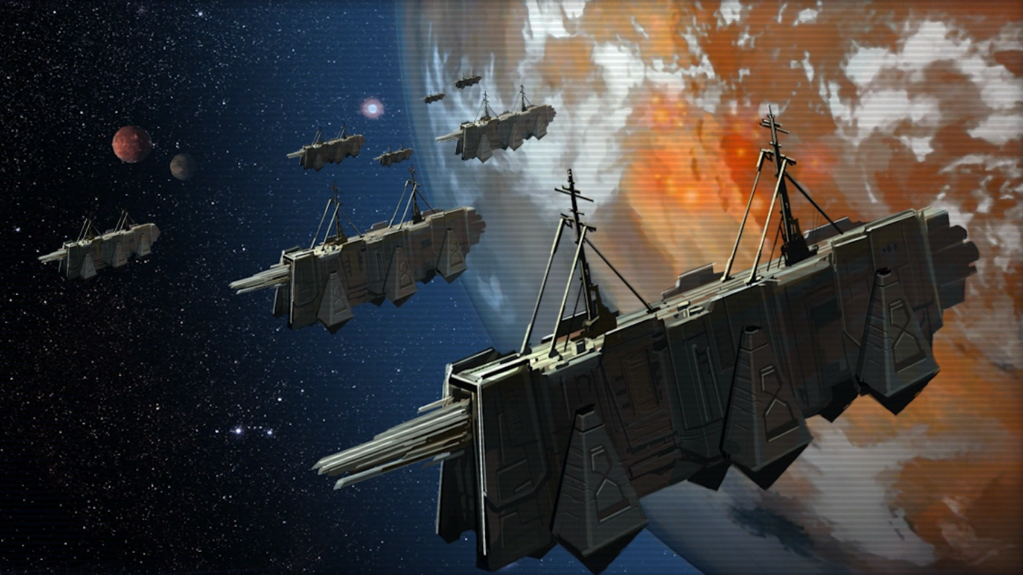 The Sith personnel carriers and Sith dreadnaughts of the exile fleet departed Korriban on a twenty-year Sith exodus to Dromund Kaas.