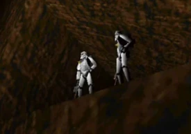 TK8252 and his partner on one of the asteroid weapons above Altyr V