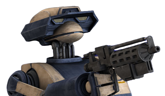 A tactical droid armed with an E-5 blaster rifle.