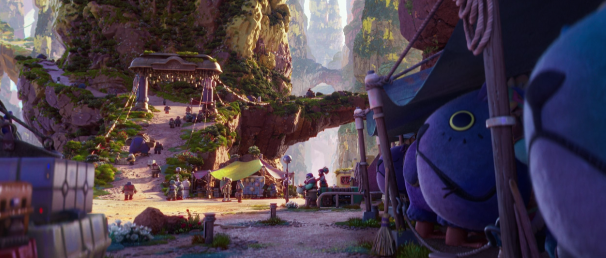 Aau and her father, Abat, left their home for a settlement (pictured) where the former groomed purple beasts.