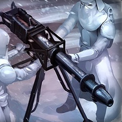 Two snowtroopers operating an E-Web.