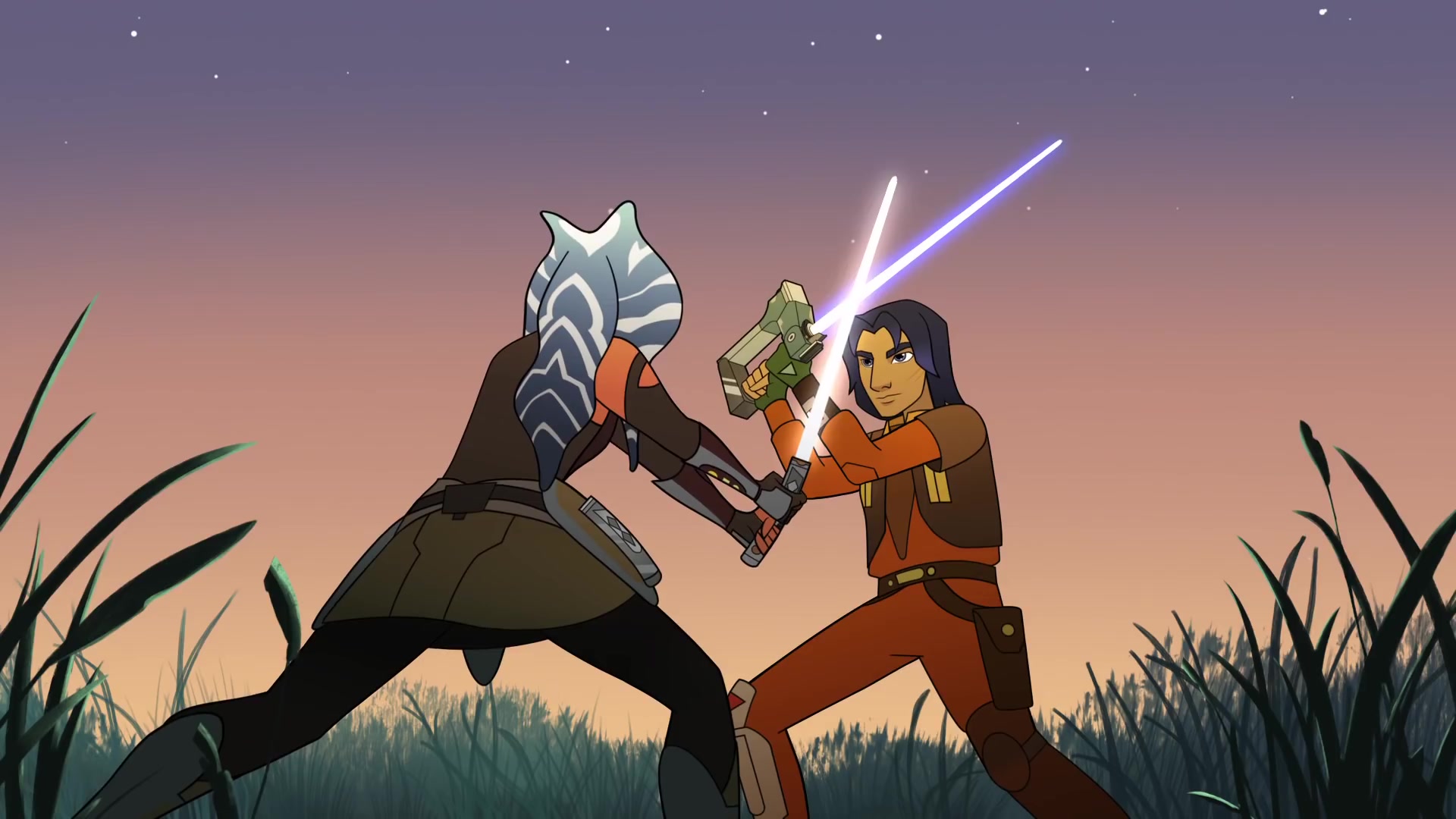 Ezra blocks Ahsoka's attack